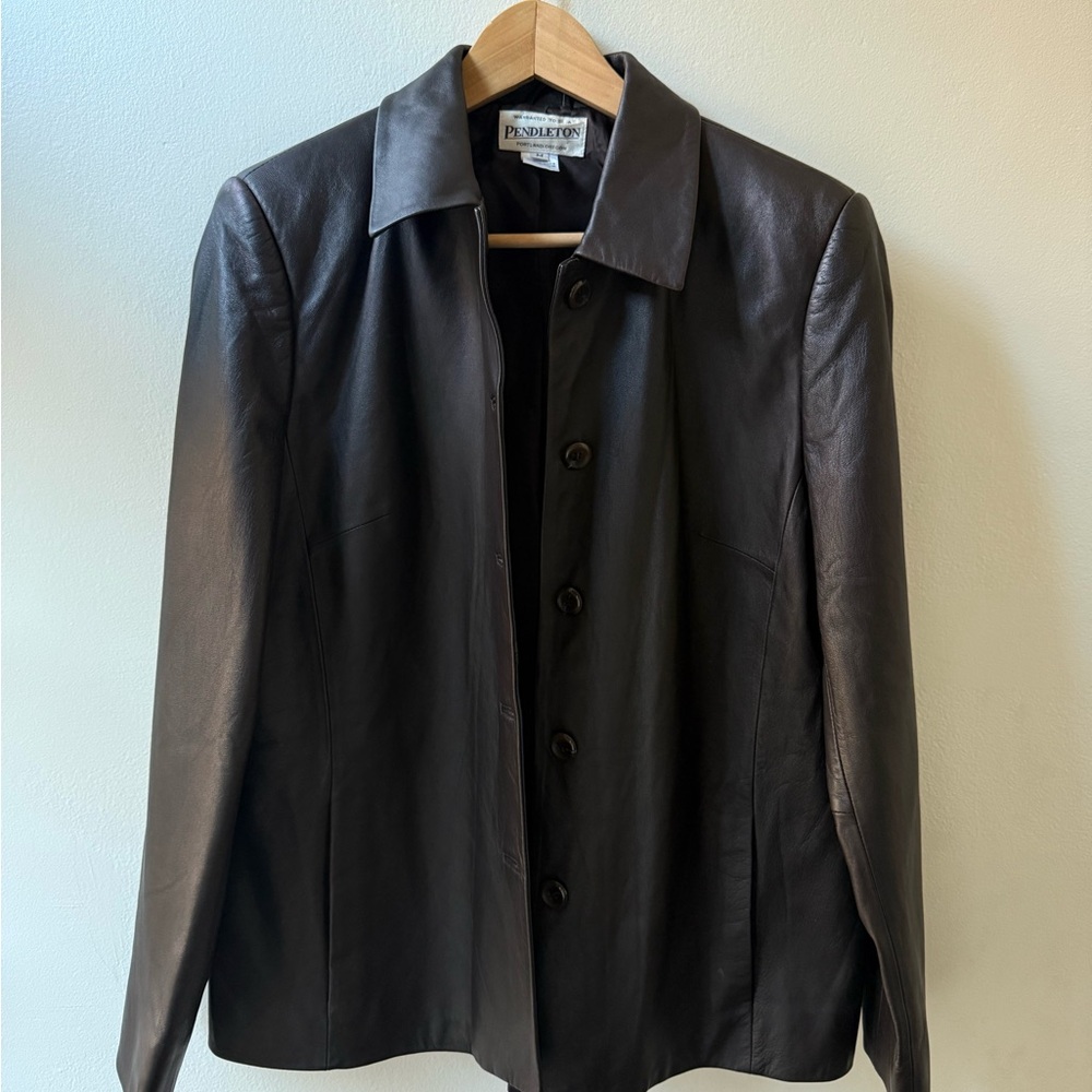 Vintage Pendleton Women's Brown Leather Jacket - image 1